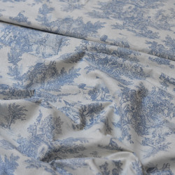 Toile de Jouy cotton cretonne - Navy - Calissone