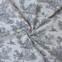 Toile de Jouy cotton cretonne - Black - Calissone
