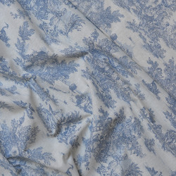 Cretonne de coton toile de Jouy - Marine - Calissone