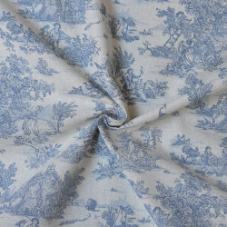 Toile de Jouy cotton cretonne - Navy - Calissone