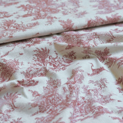 Toile de Jouy cotton cretonne - Red - Calissone