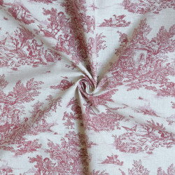 Cretonne de coton toile de Jouy - Rouge - Calissone