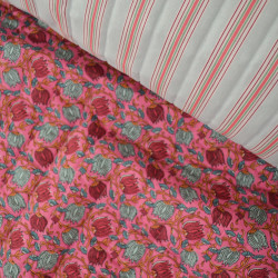 Quilted cotton flowers and stripes - Calissone