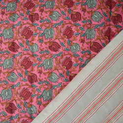 Quilted cotton flowers and stripes - Calissone