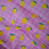 Lemon coated cotton canvas - Pink grid - Calissone