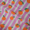 Toile de coton enduit mandarines - Rayures roses et blanches - Calissone