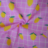 Toile de coton enduit citrons - Quadrillage rose - Calissone
