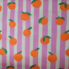 Mandarin coated cotton canvas - Pink and white stripes - Calissone