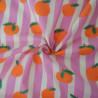 Mandarin coated cotton canvas - Pink and white stripes - Calissone