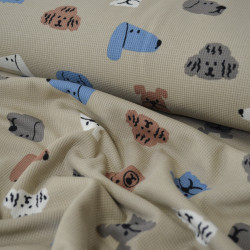 Jersey gaufré chiens - Beige - Calissone