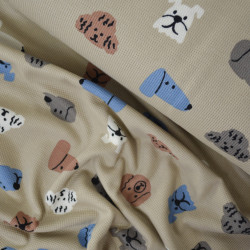 Jersey gaufré chiens - Beige - Calissone
