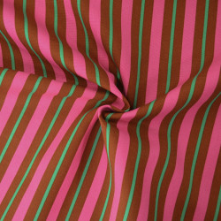 Canvas coton rayures - Fuchsia caramel et vert - Calissone