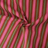 Striped cotton canvas - Caramel fuchsia and green - Calissone
