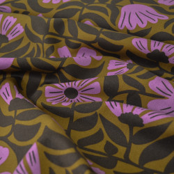 Cotton canvas pink flowers - Moccha - Calissone