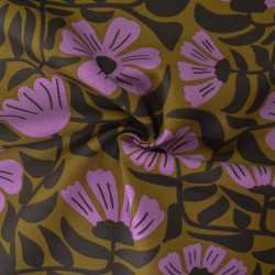 Cotton canvas pink flowers - Moccha - Calissone