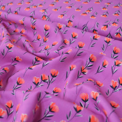 Floral cotton poplin - Fuchsia - Calissone