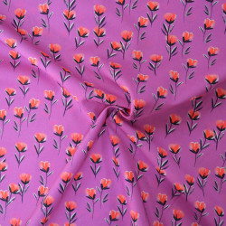 Popeline de coton florale - Fuchsia - Calissone