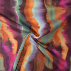 Multicolored watercolor cotton satin - Burgundy - Calissone