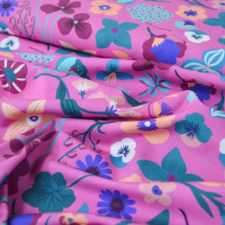 Melancholic floral cotton poplin - Pink - Calissone
