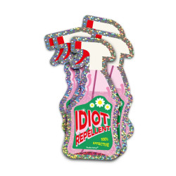 Autocollant à paillettes Spray Répulsif à Idiots - Calissone