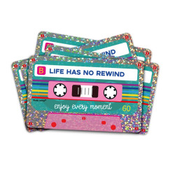 Autocollant à paillettes cassette - Life has no rewind - Calissone