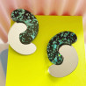 Boucles d'oreilles - Eclipse verte et noire - Calissone