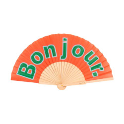 Eventail Bonjour orange - Calissone