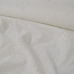 Voile de coton brodé - Blanc - Calissone