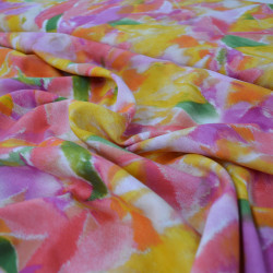Colorful abstract viscose - Yellow and pink - Calissone