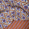 Matelassé floral et rayures - Caramel et bleu cobalt - Calissone