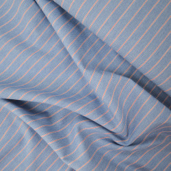 Denim à rayures - Bleu clair et rouge fines rayures - Calissone