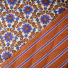 Matelassé floral et rayures - Caramel et bleu cobalt - Calissone