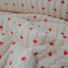 Double gaze de coton matelassé coton - Coeur et vagues rouges - Calissone