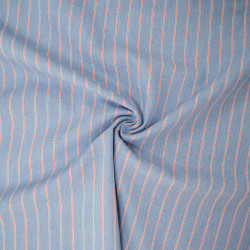 Denim à rayures - Bleu clair et rouge fines rayures - Calissone