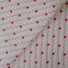 Double gaze de coton matelassé coton - Coeur et vagues rouges - Calissone