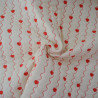 Double gaze de coton matelassé coton - Coeur et vagues rouges - Calissone