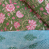 Double-sided quilted Block print - Green & Pink - Calissone