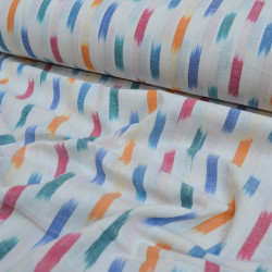 Coton indien Ikat confettis multicolores - Blanc - Calissone