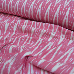 Coton indien Ikat - Blanc et rose - Calissone