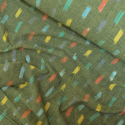 Coton indien Ikat confettis multicolores - Vert - Calissone