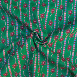 Velours milleraies fleurs - Vert - Calissone