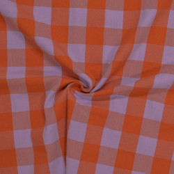 Coton tissé à carreaux - Lavande et Orange - Calissone