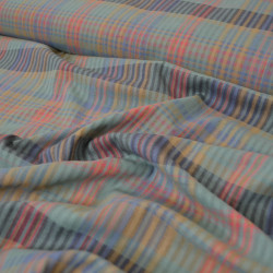 Woven cotton with stripes and checks - Sea green - Calissone