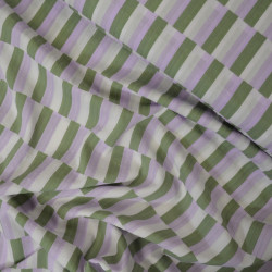 Coton seersucker damier - Blanc vert lilas - Calissone