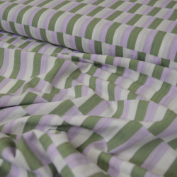 Coton seersucker damier - Blanc vert lilas - Calissone