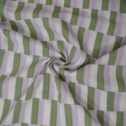 Checkerboard seersucker cotton - Lilac green white - Calissone