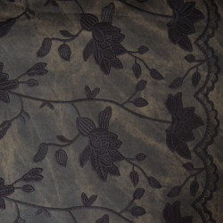 Simili cuir brodé Flora choco - Calissone