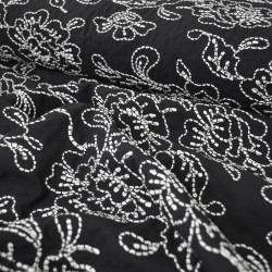 Floral embroidered cotton - Black - Calissone