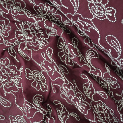 Coton brodé floral - Bordeaux - Calissone