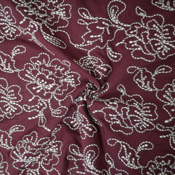 Coton brodé floral - Bordeaux - Calissone